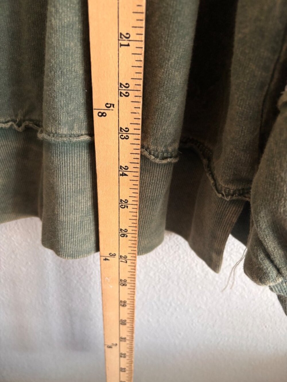 J. Her Green Mineral Wash Boho Oversized Sweatshirt With Lace Accent Sleeves - Picture 8 of 11